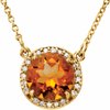 14K Yellow 8 mm Round Citrine and .05 CTW Diamond 16 inch Necklace Ref 11890557