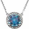 14K White 6 mm Round Chatham Created Alexandrite and .04 CTW Diamond 16 inch Necklace Ref 13127092