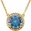 14K Yellow 7 mm Round Chatham Created Alexandrite and .04 CTW Diamond 16 inch Necklace Ref 13127158