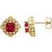 14K Yellow Lab-Grown Ruby & .08 CTW Natural Diamond Earrings