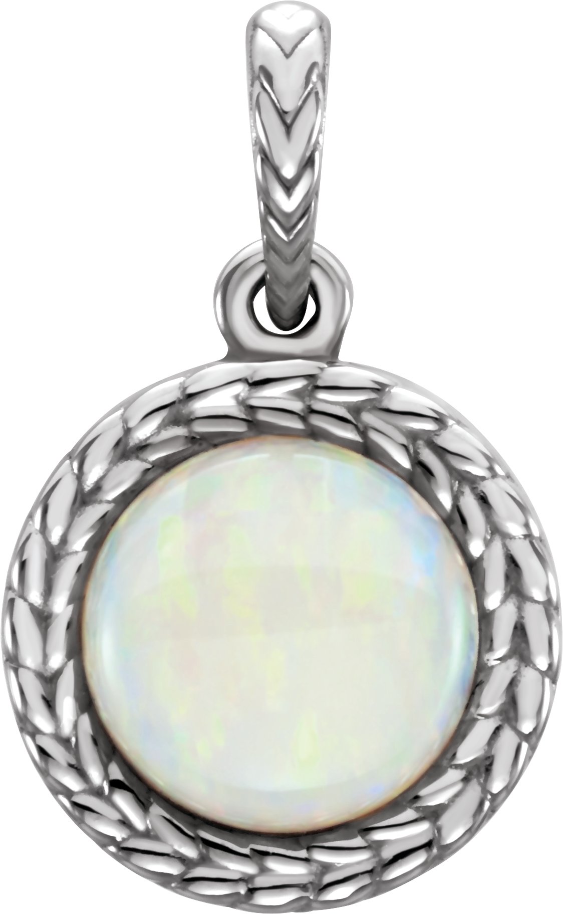 14K White Natural White Opal Pendant