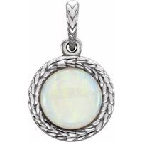 14K White Natural White Opal Pendant