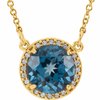 14K Yellow 7 mm Round London Blue Topaz and .04 CTW Diamond 16 inch Necklace Ref 13127188