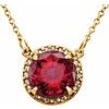 14K Yellow 8 mm Round Chatham Created Ruby and .05 CTW Diamond 16 inch Necklace Ref 11892036