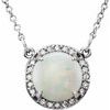 14K White 7 mm Round Opal and .04 CTW Diamond 16 inch Necklace Ref 13127197