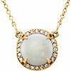14K Yellow 6 mm Round White Opal and .04 CTW Diamond 16 inch Necklace Ref 13127133
