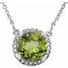 14K White 7 mm Round Peridot and .04 CTW Diamond 16 inch Necklace Ref 13127202