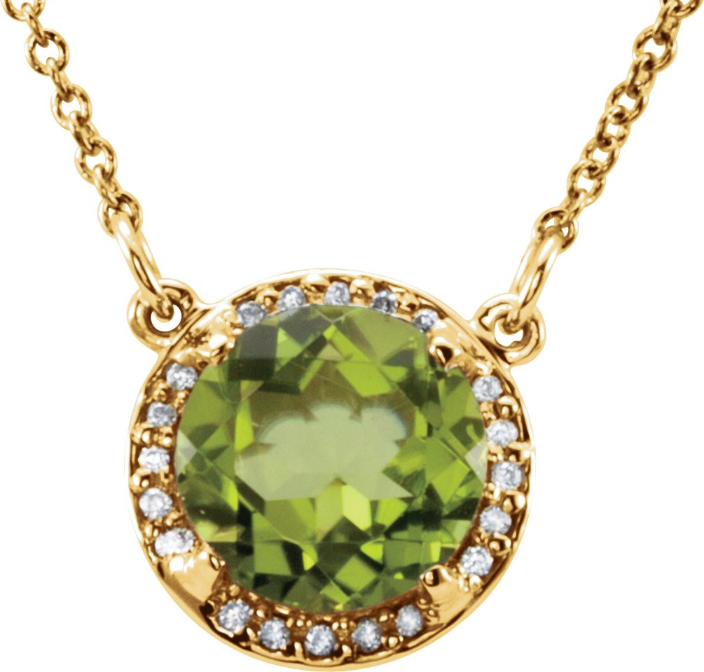 14K Yellow 6 mm Round Peridot and .04 CTW Diamond 16 inch Necklace Ref 13127138