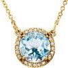 14K Yellow 7 mm Round Sky Blue Topaz and .04 CTW Diamond 16 inch Necklace Ref 13127183