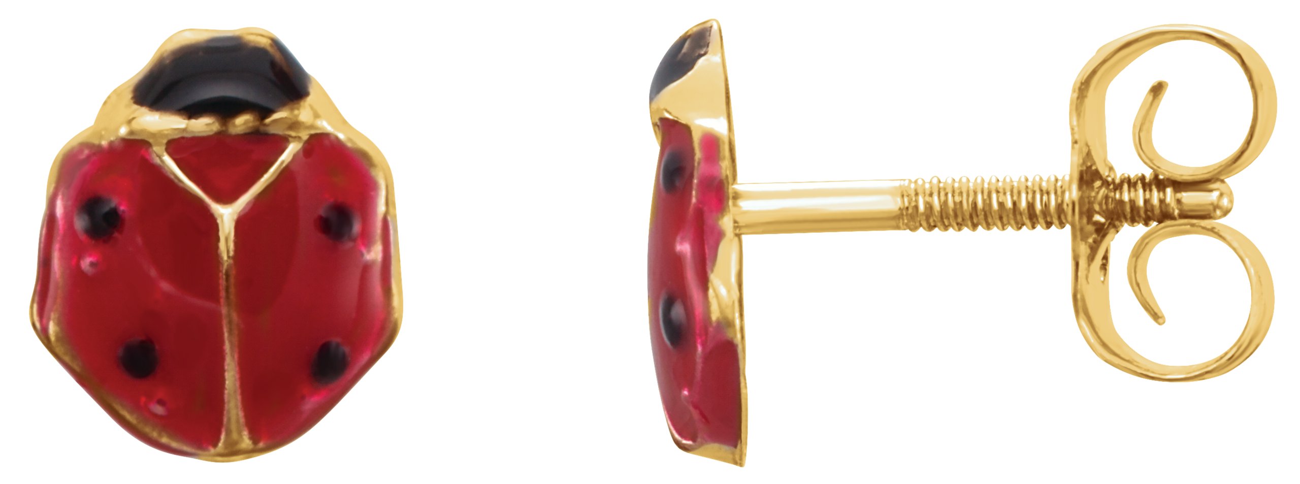 Red Enamel Ladybug Post Earrings 7 x 6.5mm Ref 695322