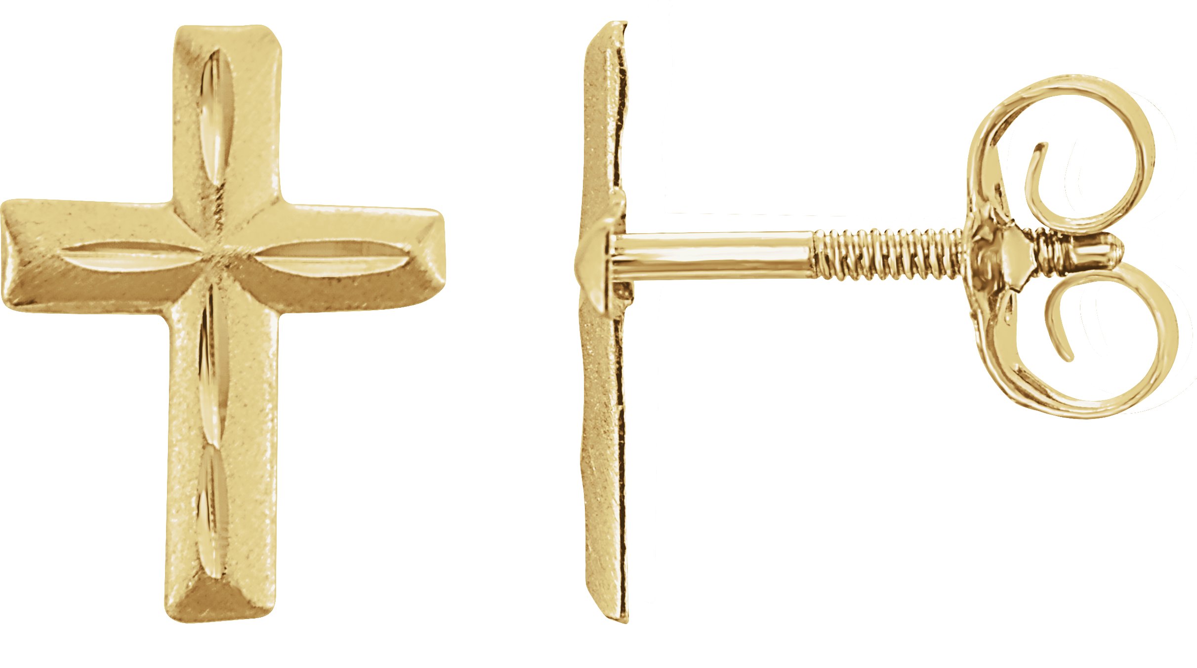 14K Yellow Youth Cross Earrings