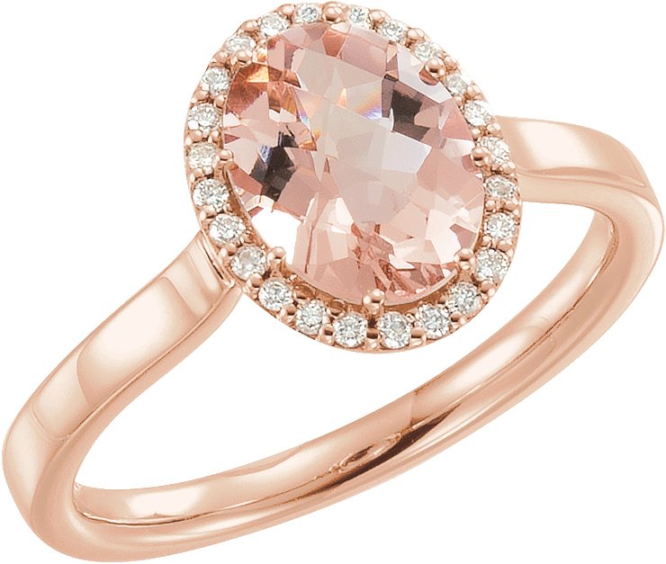 14K Rose Natural Morganite & 1/8 CTW Natural Diamond Ring 