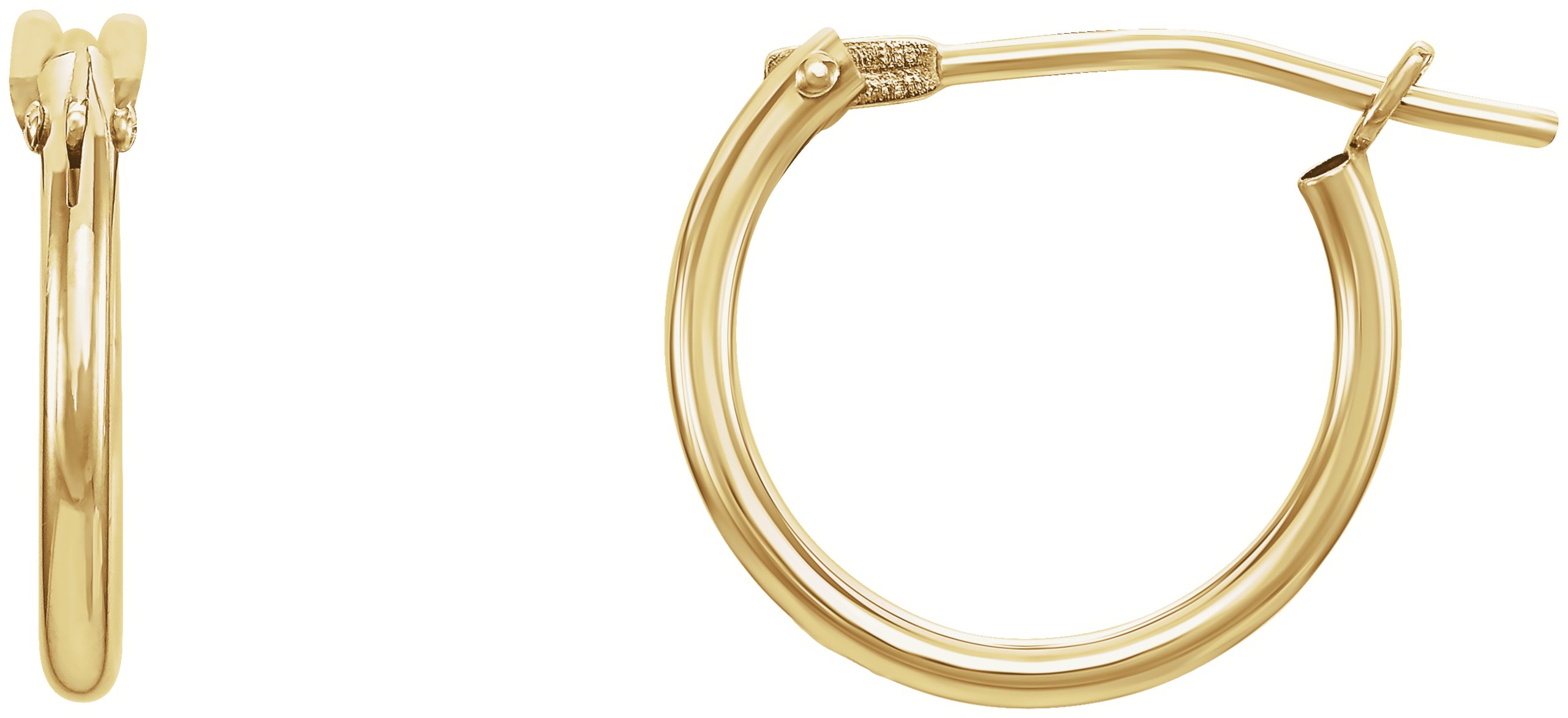 14K Yellow 12.5 mm Hinged Hoop Earrings