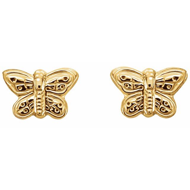 14K Yellow Butterfly Earrings