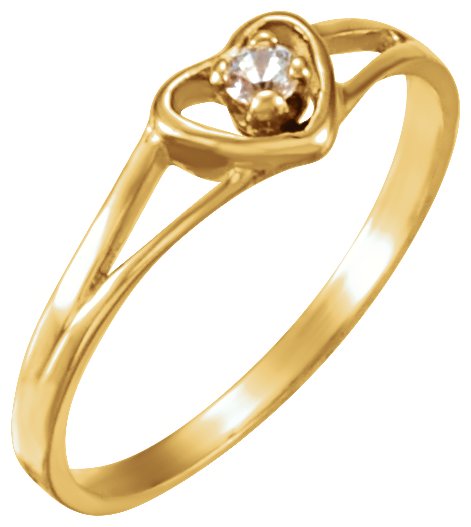 14K Yellow 2 mm Round Cubic Zirconia Heart Ring