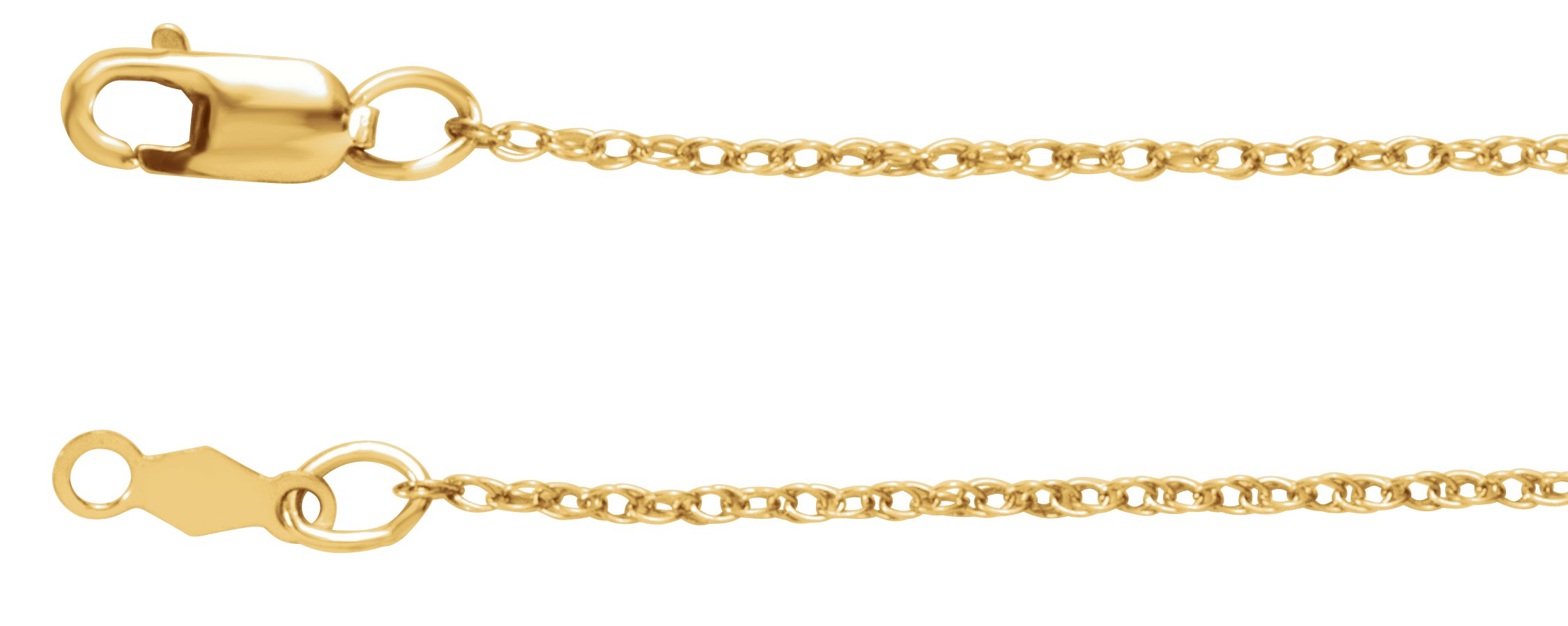 14K Yellow 1 mm Rope 7 Chain 