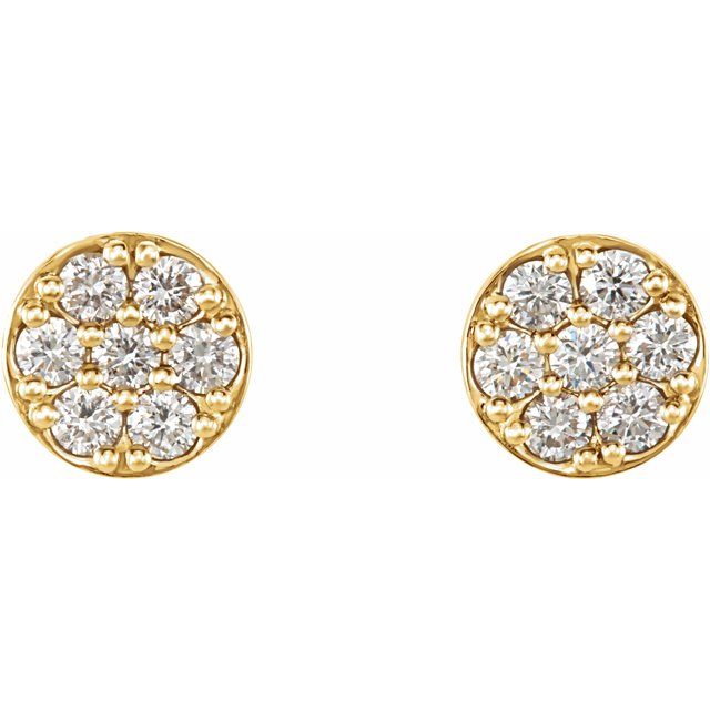 14K Yellow 3/8 CTW Natural Diamond Cluster Earrings