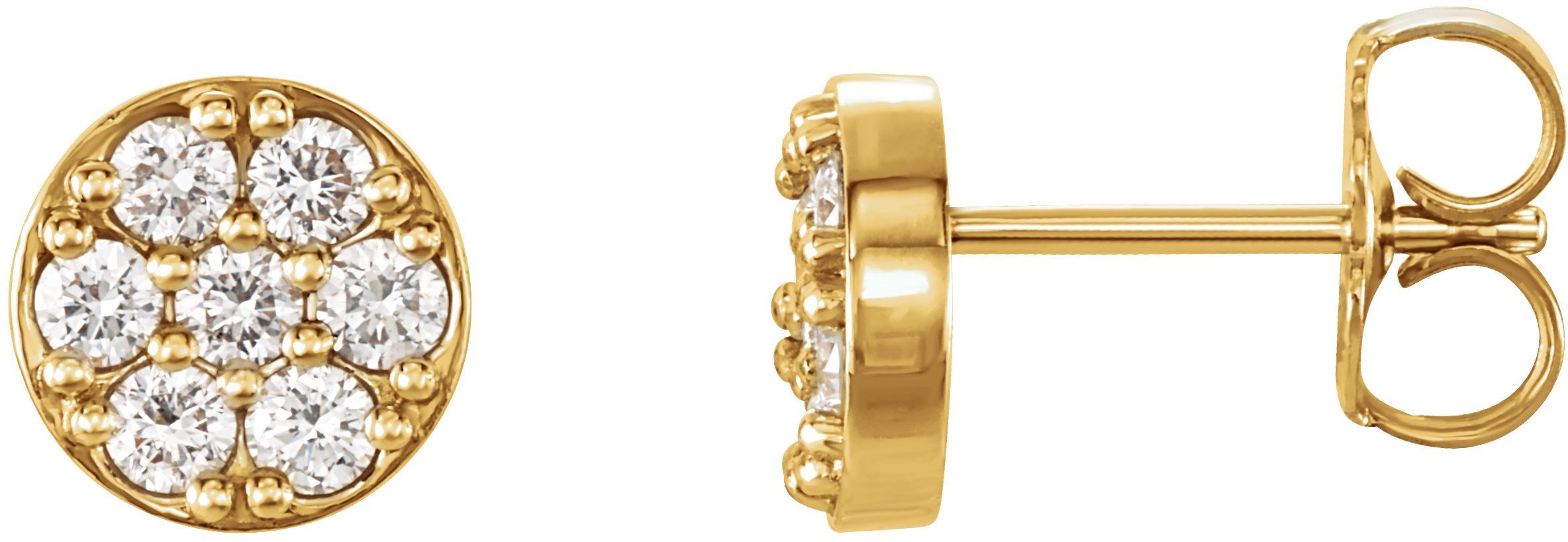 14K Yellow 3/8 CTW Natural Diamond Cluster Earrings