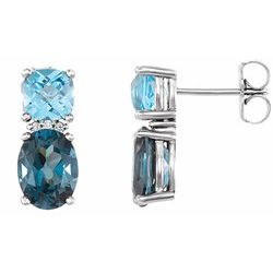 Blue Topaz & Diamantové Náušnice alebo neosadený
