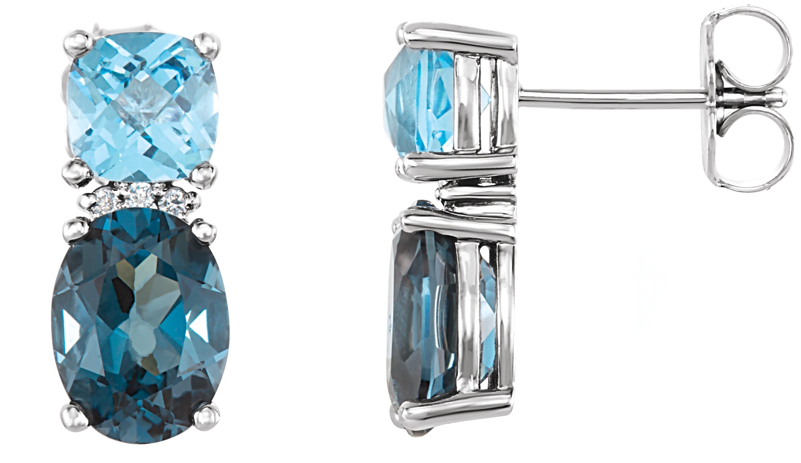 Blue Topaz & Diamantové Náušnice alebo neosadený