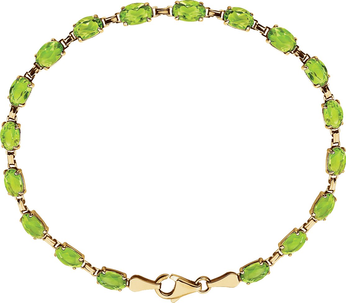 14K Yellow Natural Peridot 7.25 Bracelet
