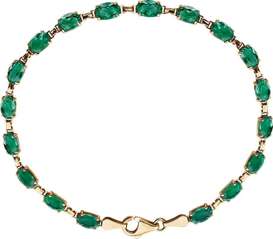 14K Yellow Lab-Grown Emerald 7.25" Bracelet