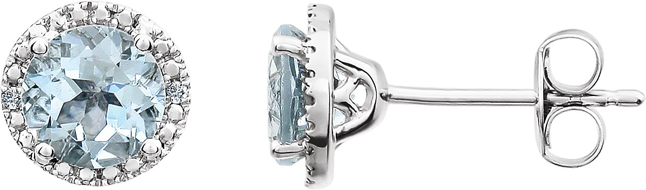 Sterling Silver Natural Aquamarine & .01 CTW Natural Diamond Earrings