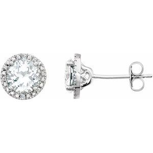 Sterling Silver Lab-Grown White Sapphire & .01 CTW Natural Diamond Earrings