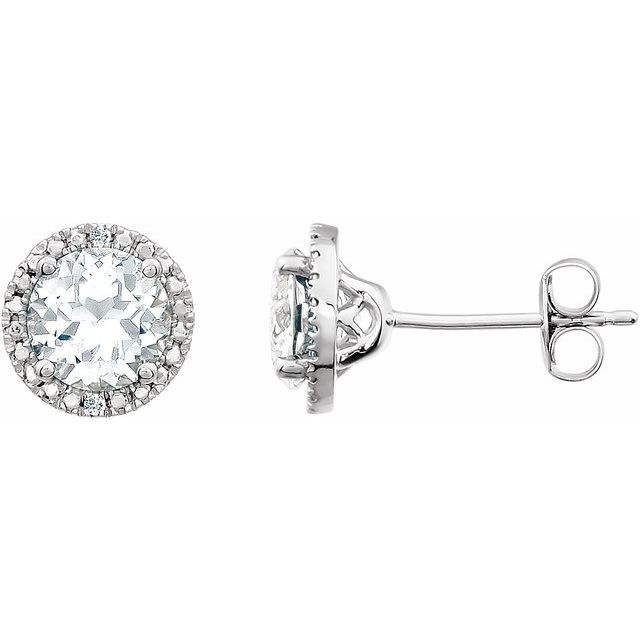 Sterling Silver Lab-Grown White Sapphire & .01 CTW Diamond Earrings