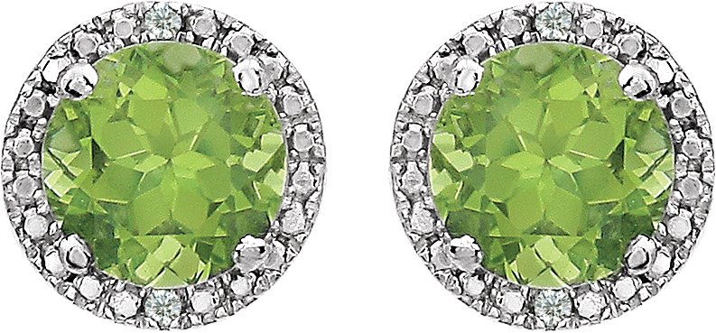 Sterling Silver Natural Peridot & .01 CTW Natural Diamond Earrings