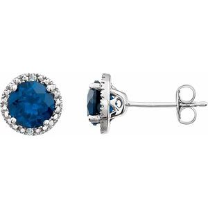 Sterling Silver Lab-Grown Blue Sapphire & .01 CTW Natural Diamond Earrings