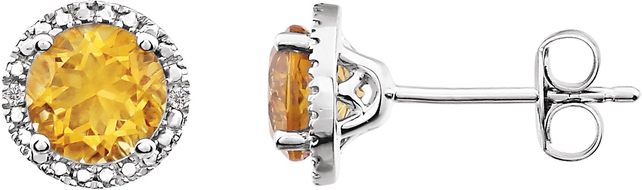 Sterling Silver Natural Citrine & .01 CTW Natural Diamond Earrings