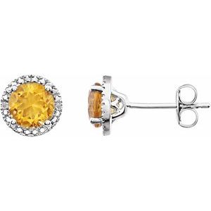 Sterling Silver Natural Citrine & .01 CTW Natural Diamond Earrings
