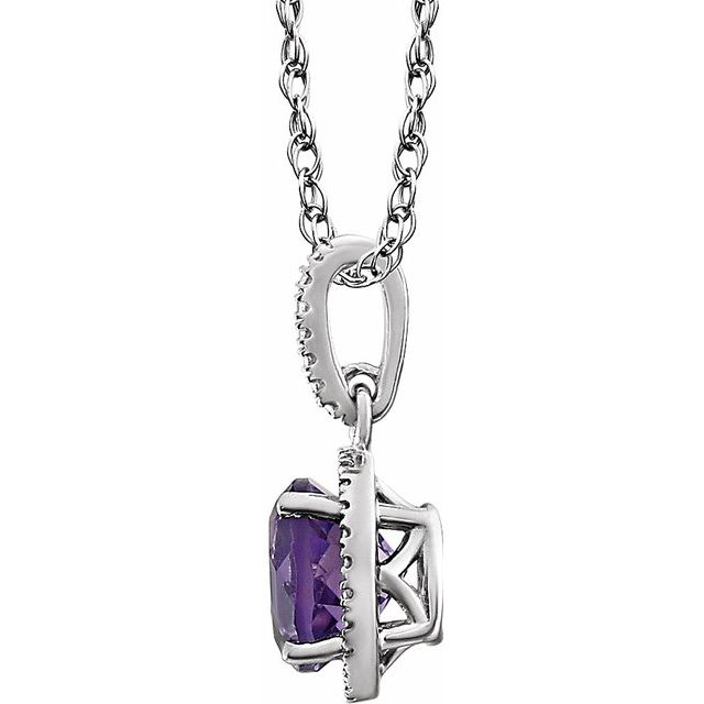 Sterling Silver Natural Amethyst & .01 CTW Natural Diamond 18