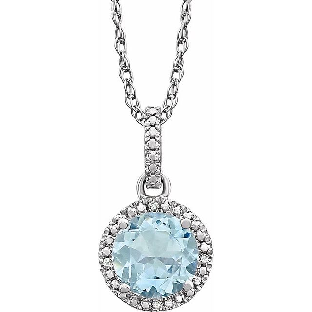 Sterling Silver Natural Aquamarine & .01 CTW Natural Diamond 18 Necklace