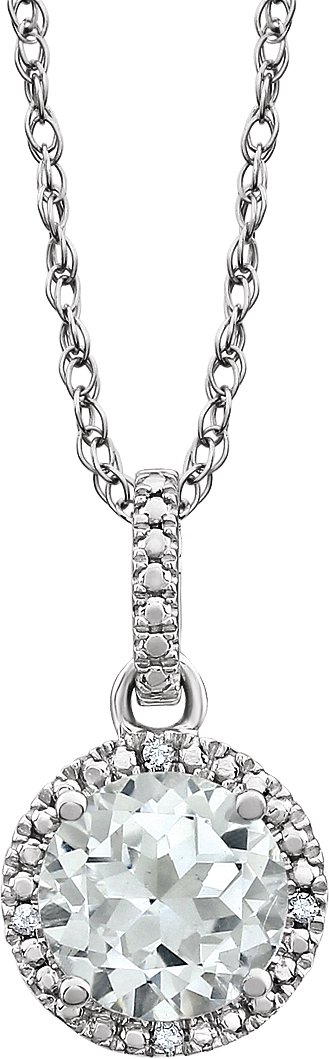 Sterling Silver Lab-Grown White Sapphire & .01 CTW Natural Diamond 18 Necklace