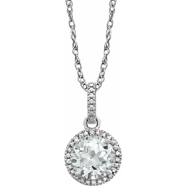Sterling Silver Lab-Grown White Sapphire & .01 CTW Natural Diamond 18 Necklace