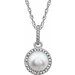 Sterling Silver Cultured White Freshwater Pearl & .01 CTW Natural Diamond 18