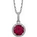 Sterling Silver Lab-Grown Ruby & .01 CTW Natural Diamond 18
