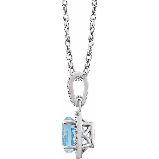 Sterling Silver Natural Sky Blue Topaz & .01 CTW Natural Diamond 18 Necklace