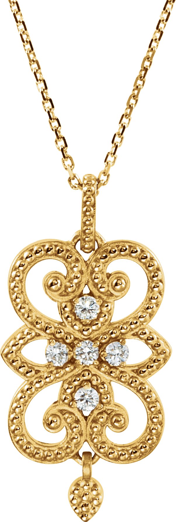 1/8 CTW Natural Diamond 18 Inch Necklace – 14K Yellow Gold