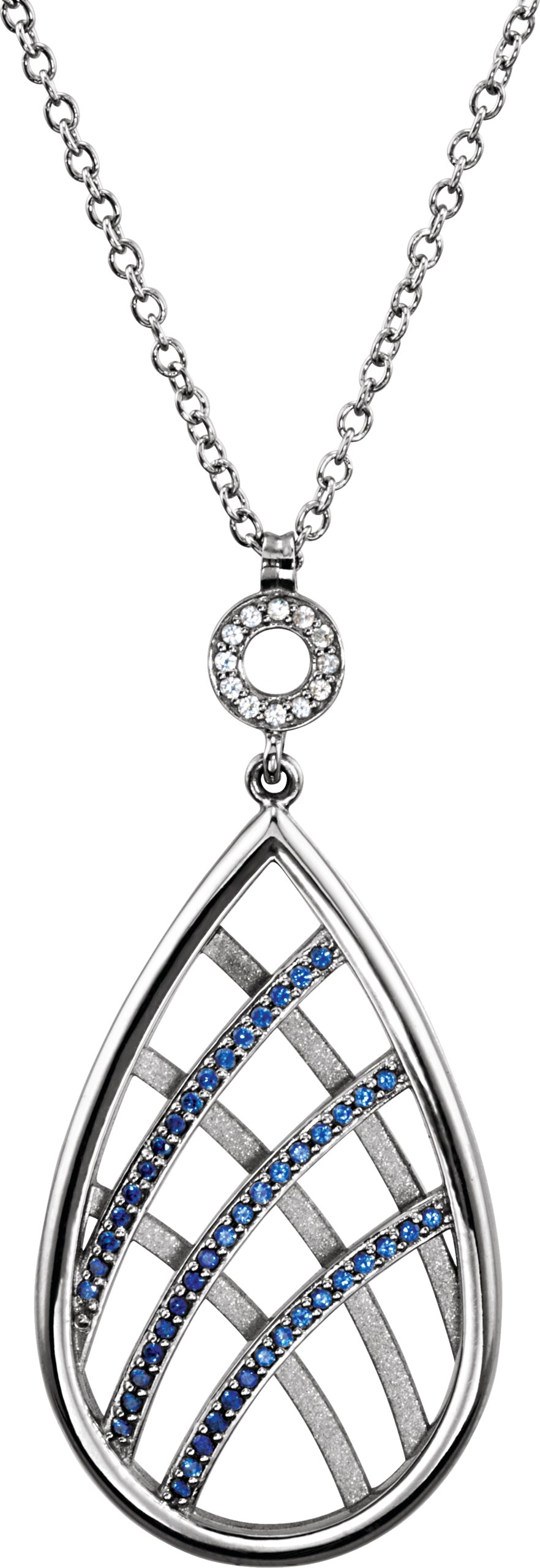 Platinum Blue and White Sapphire 18 inch Necklace Ref 3458530
