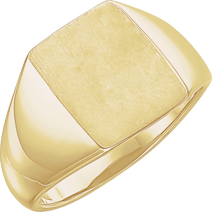 14K Yellow 15x12 mm Rectangle Signet Ring