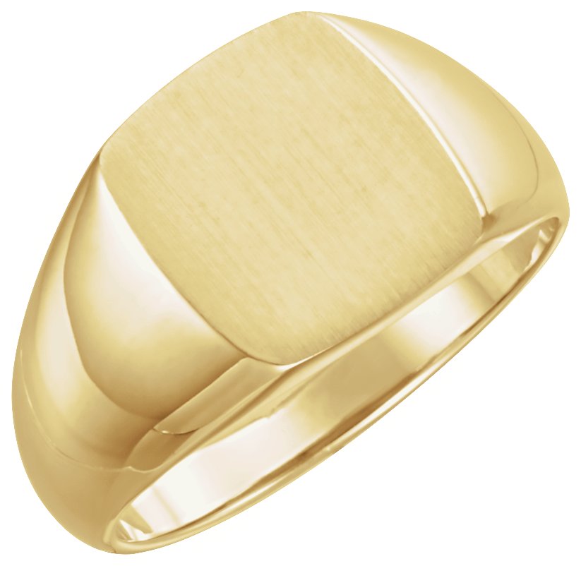 14K Yellow 13x12 mm Rectangle Signet Ring