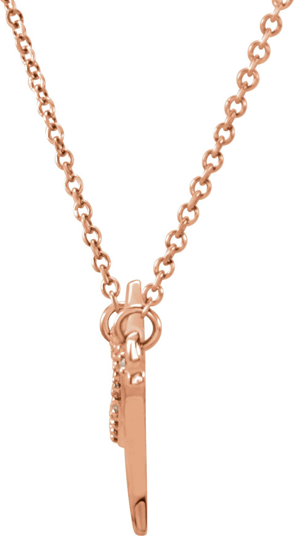14K Rose 1/8 CTW Natural Diamond Freeform Bar 18 Necklace