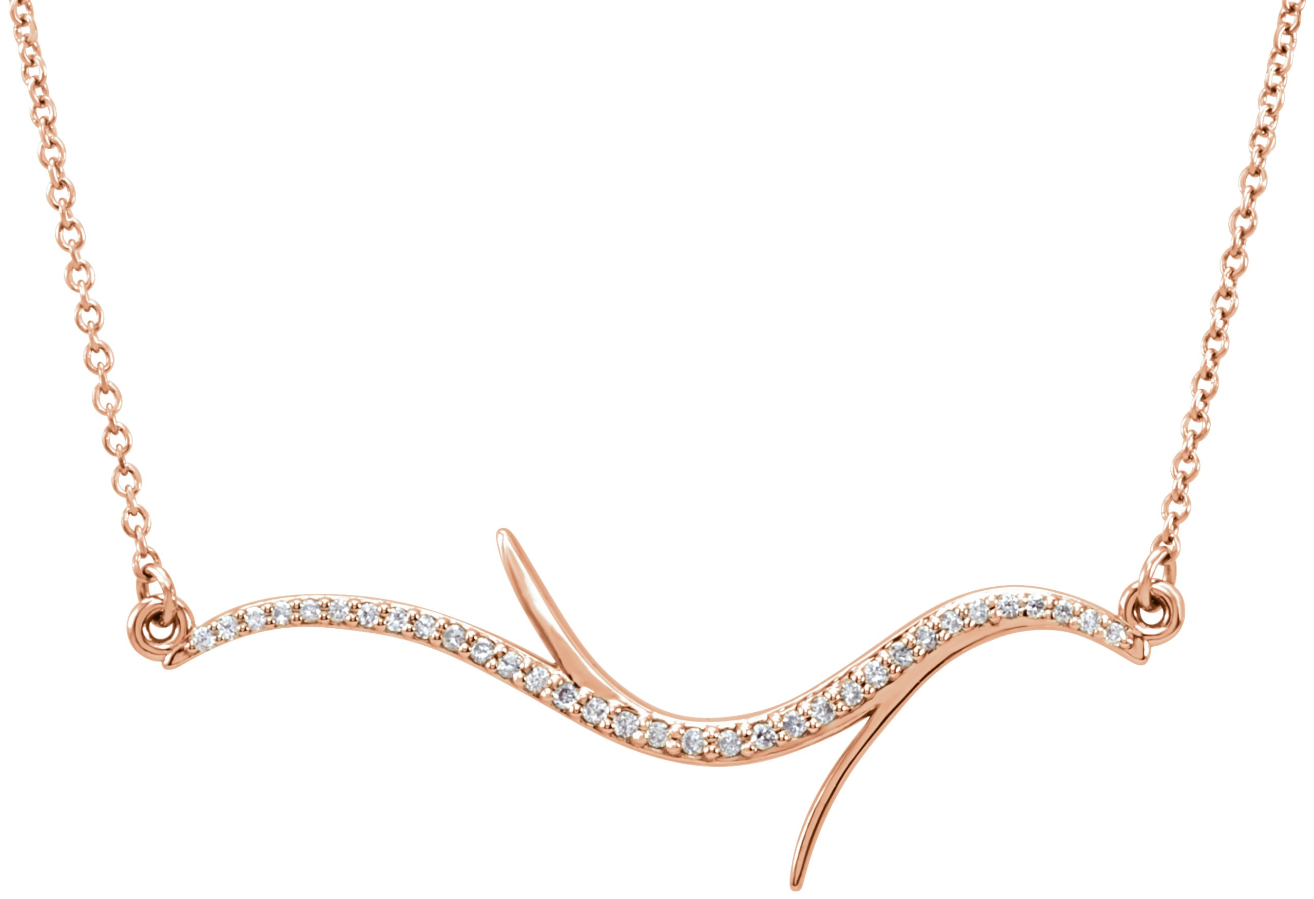 Pink gold and diamonds necklace, 8 mm.