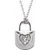 Sterling Silver .10 CTW Diamond Heart Lock 18 inch Necklace Ref. 3344230