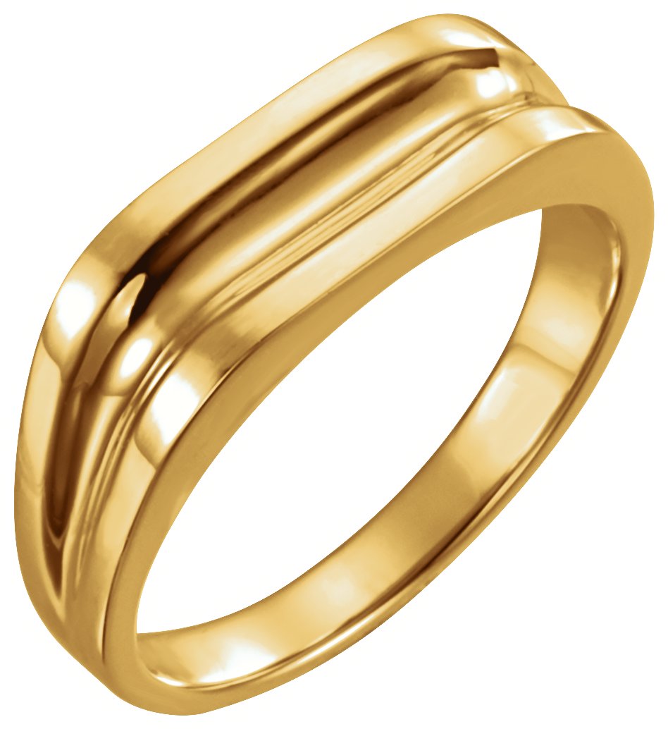 14K Yellow Grooved Bar Ring