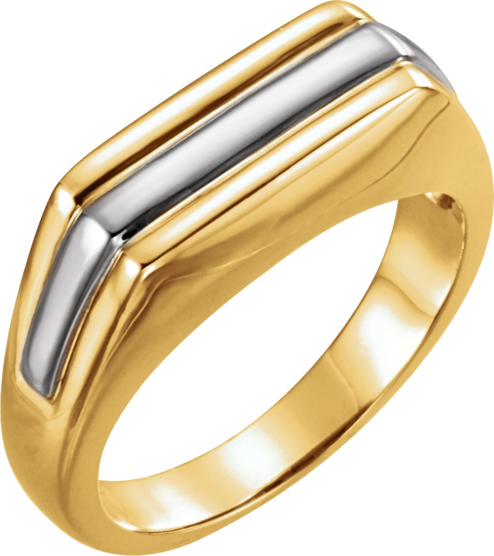 10K Yellow/White Grooved Bar Ring<br>(Size 10)