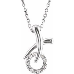 Sterling Silver 1/10 CTW Natural Diamond "XO" Necklace